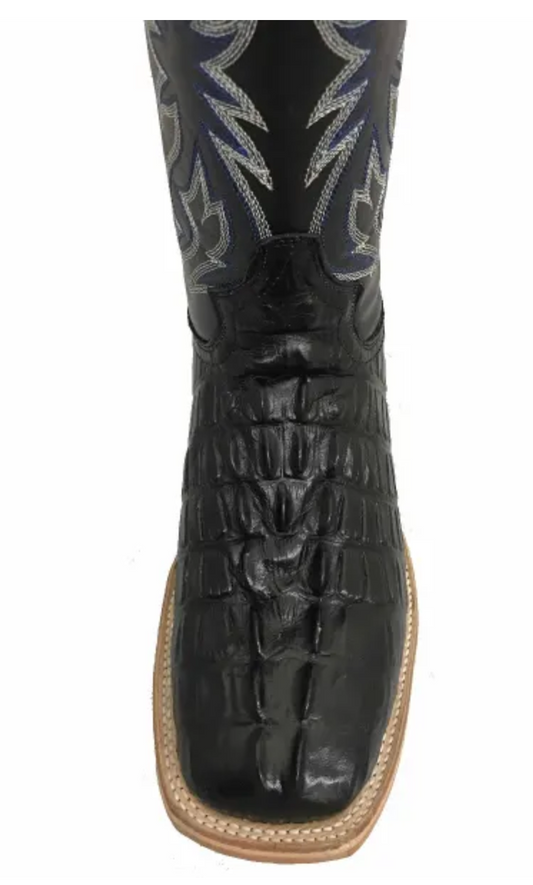Cowtown Black Alligator Print Square Toe Boot - Q6096
