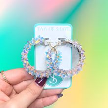 PINK Flower Sequin Hoop Earrings