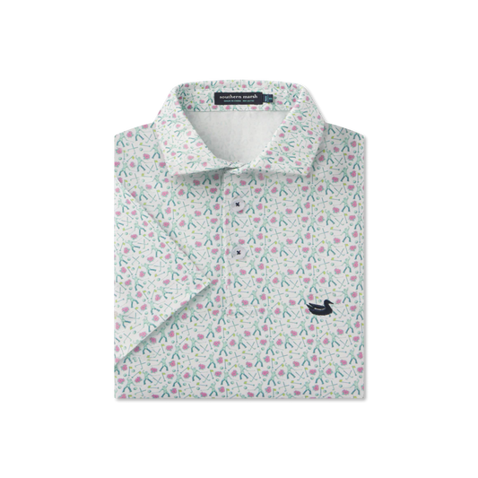 Short-sleeve shirt with a floral pattern on a white background