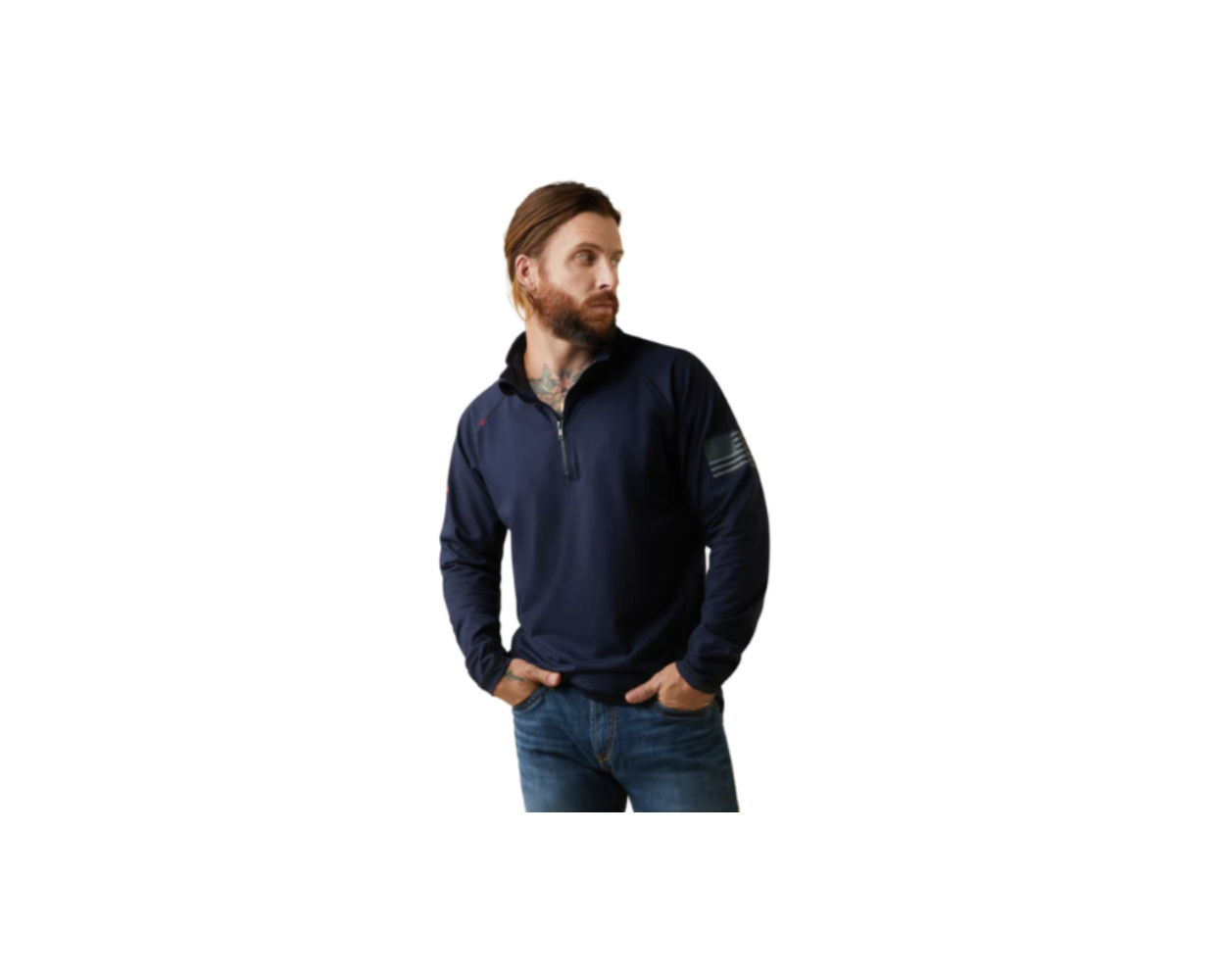 FR Combat Stretch Patriot 1/4 Zip Work Shirt - Navy - 10043565