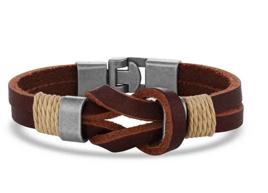 Mens Stronger Together Leather Bracelet