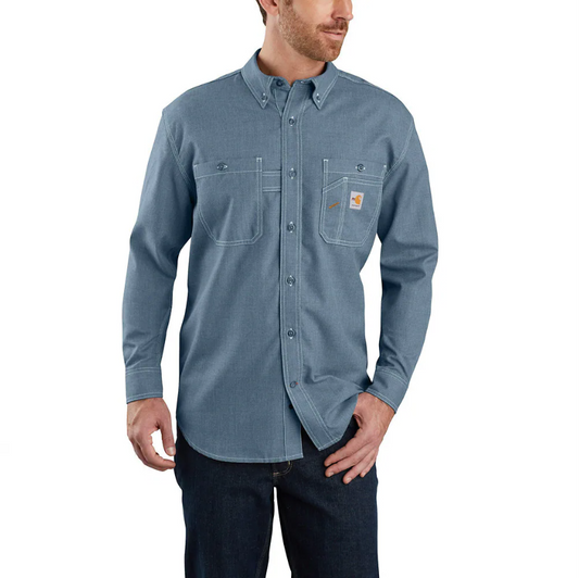 Flame-Resistant Carhartt Force® Loose Fit Lightweight Long-Sleeve Button-Front Shirt - 104138