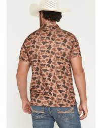 Rock & Roll Denim Men's Camo Print Short Sleeve Button-Down Stretch Polo Shirt