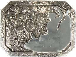 Crumrine Rectangle Bull Rider Floral Belt Buckle