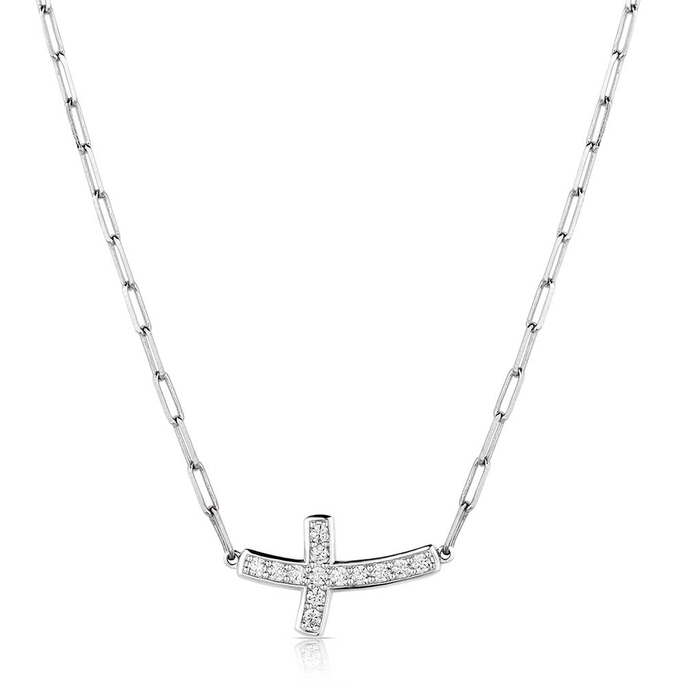Lean on Me Crystal Cross Necklace