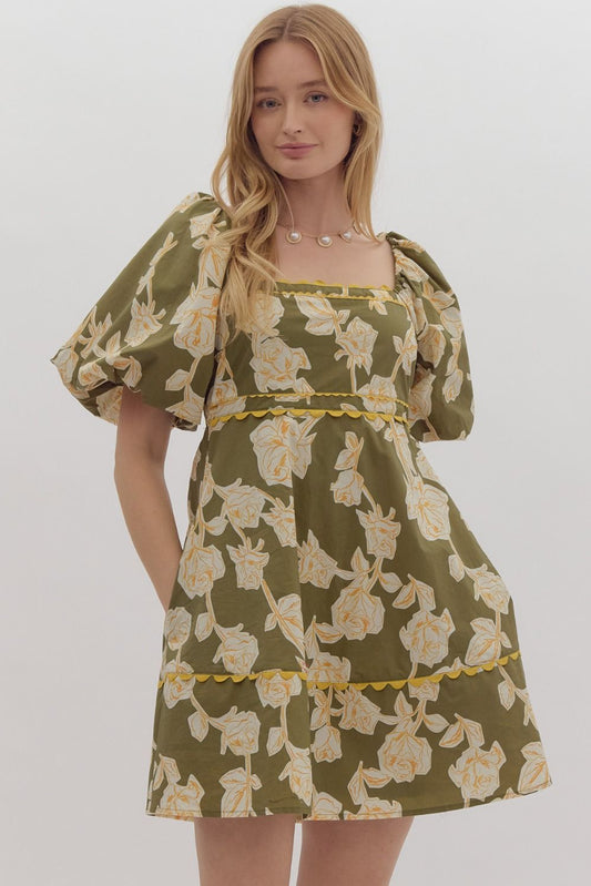 Entro - Green Floral Dress