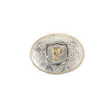 Oval Rope Edge Initial (P) Belt Buckle