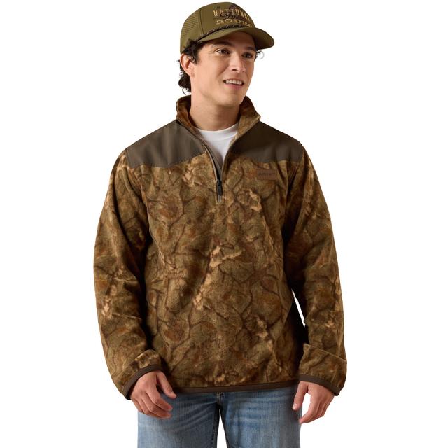 Men's Basis Fleece Pullover Sweatshirt in Savannah Tan Camo Polyester
