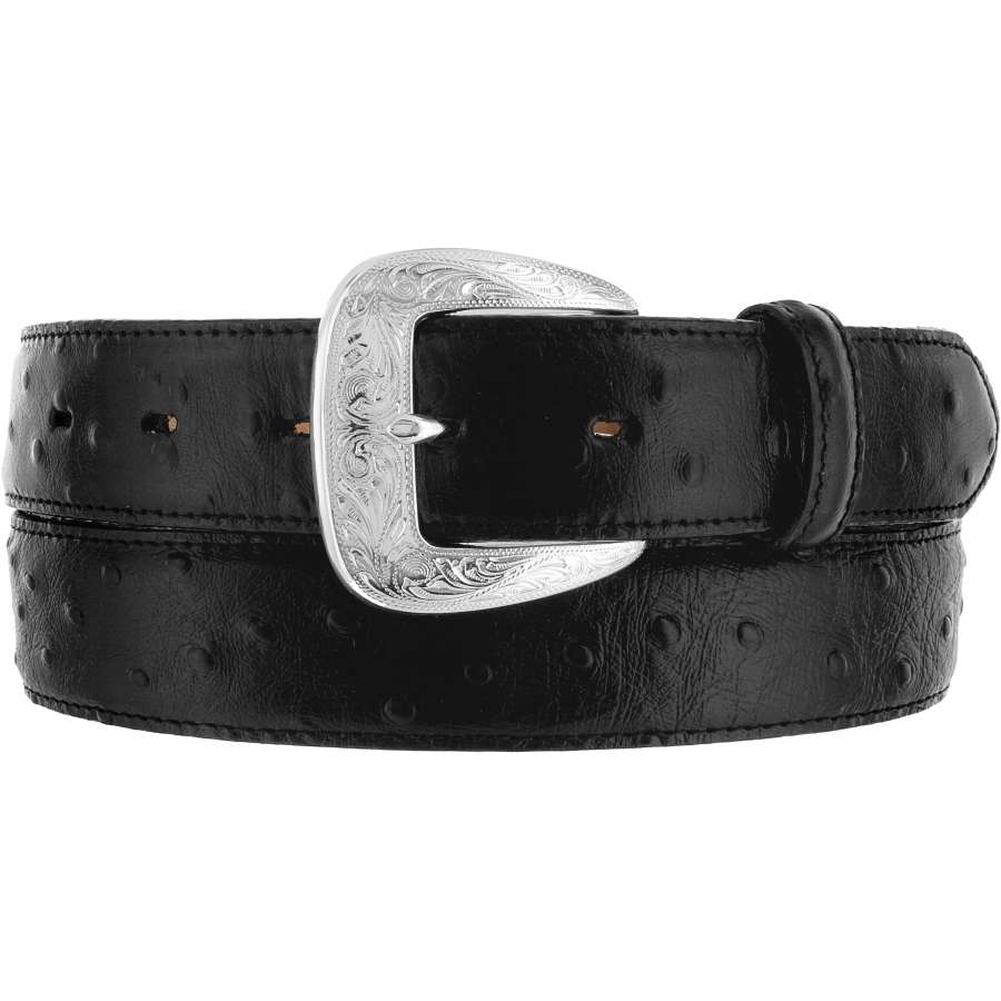 Tony Lama Men's Black Ostrich Print Belt - 1373L