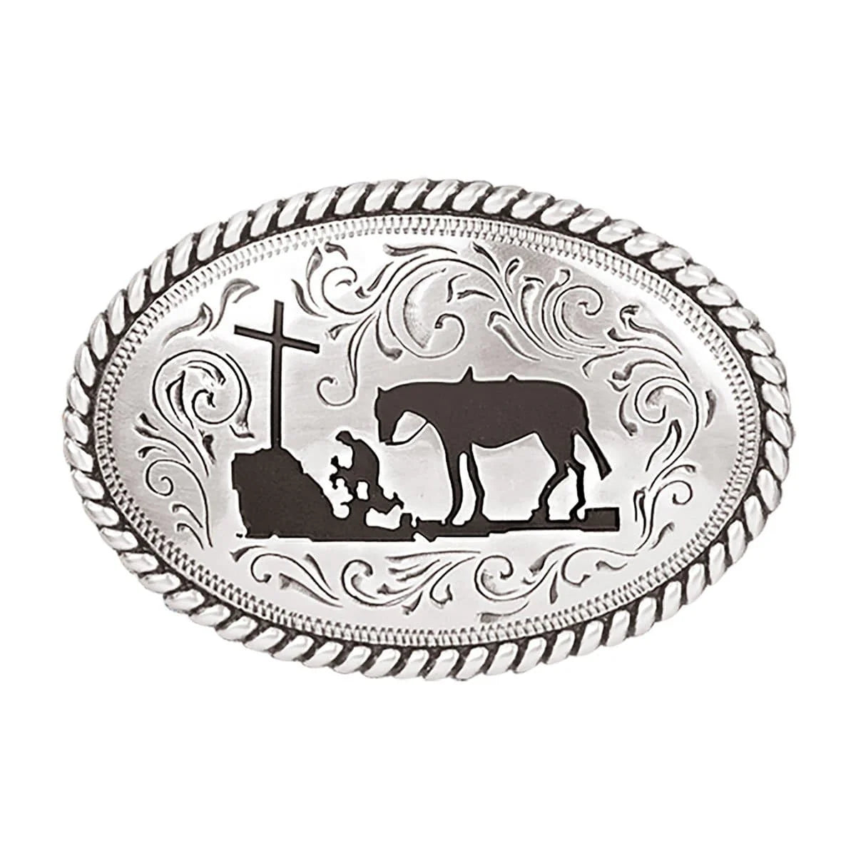 YOU OVAL ROPE EDGE COWBOY BELT BUCKLE