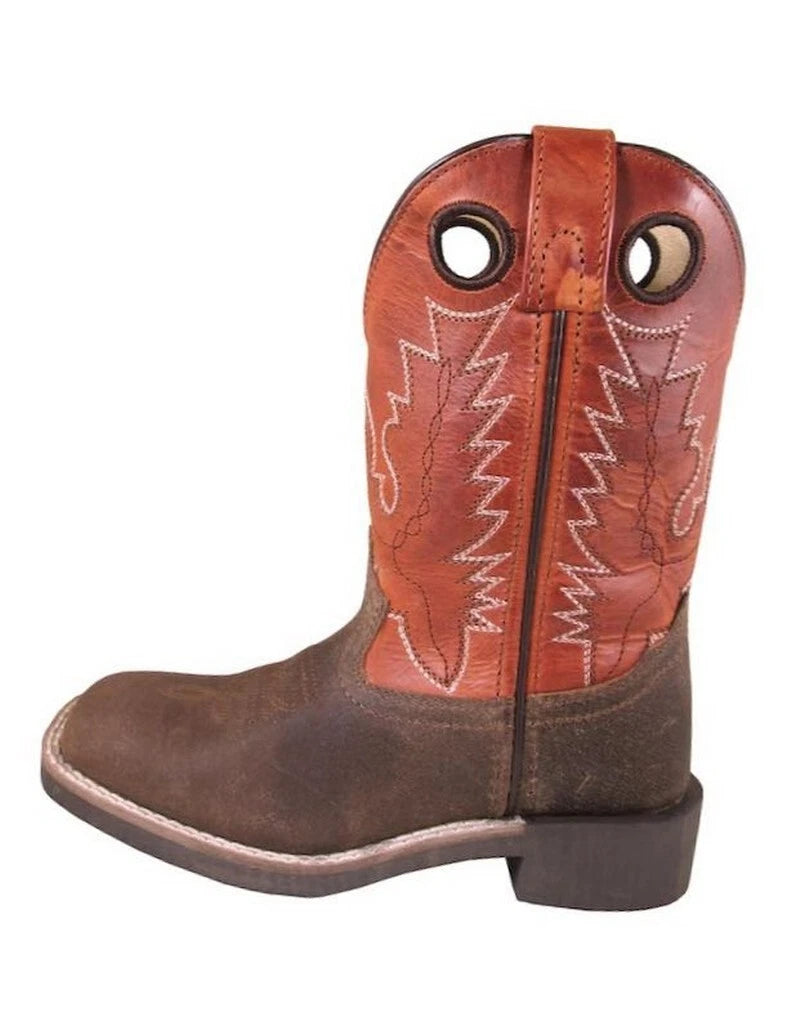 Smoky Mountain Kid's Bronco Brown Distress/Burnt Orange Leather Western Boot - 3245Y