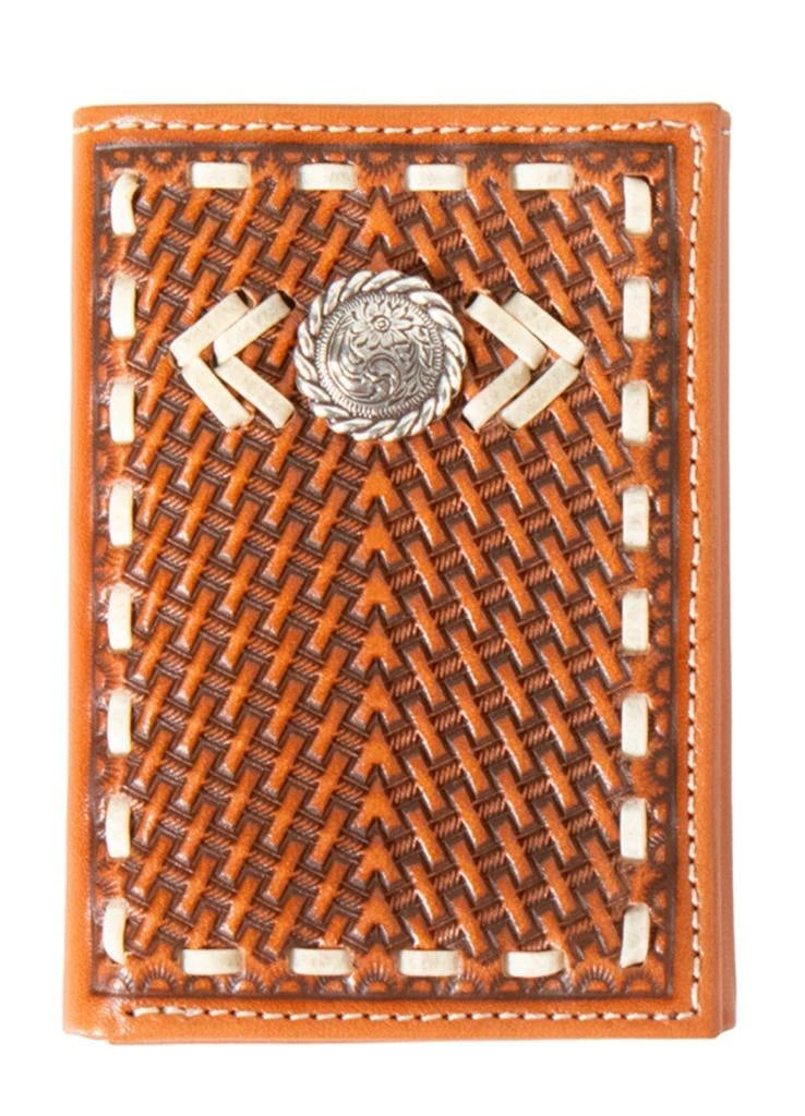 Nocona Men's Rawhide Lace Concho Trifold Wallet