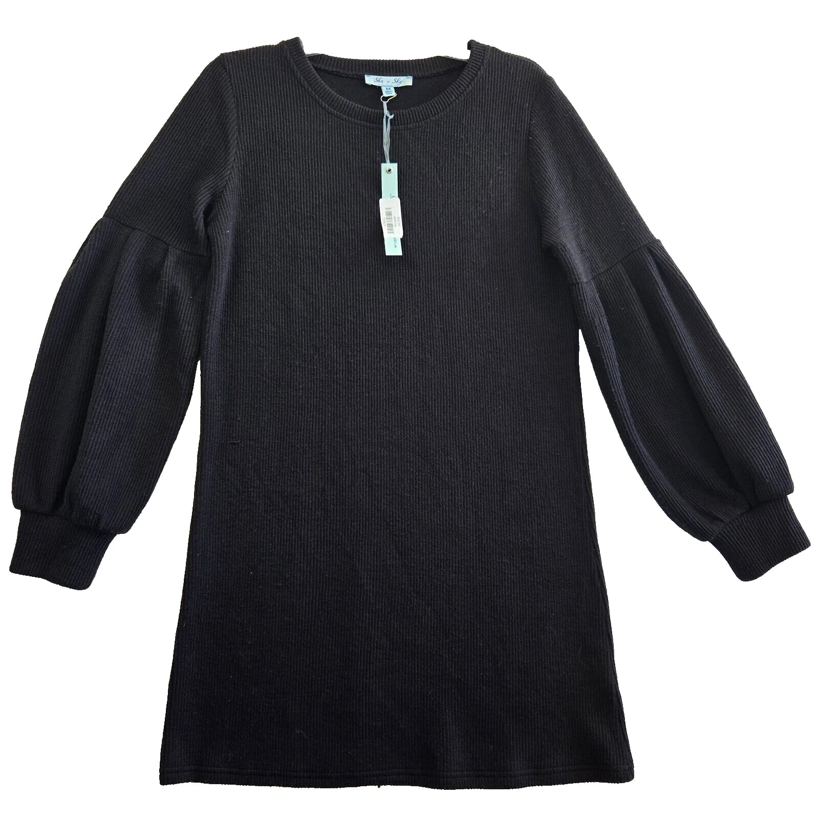 She + Sky - Black Long Sleeve Thermal Knit Dress SACS Supply & Outfitters She + Sky - Black Long Sleeve Thermal Knit Dress SACS Supply & Outfitters