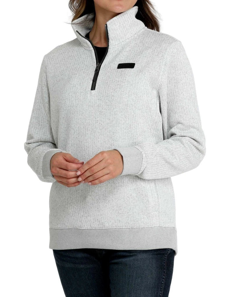 Cinch Western Sweatshirt Womens 1/4 Zip Rib Knit Gray MAK9822003