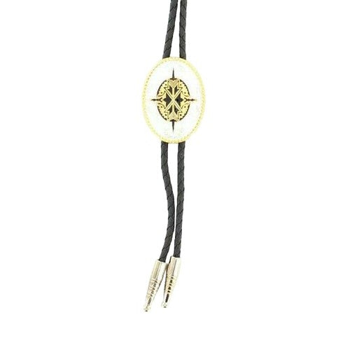 M&F Western Products Silver & Gold With Aztec Center Oval Bolo Tie