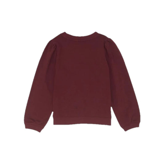 Wrangler Girl's Balloon Sleeve Burgundy Pullover Sweatshirt