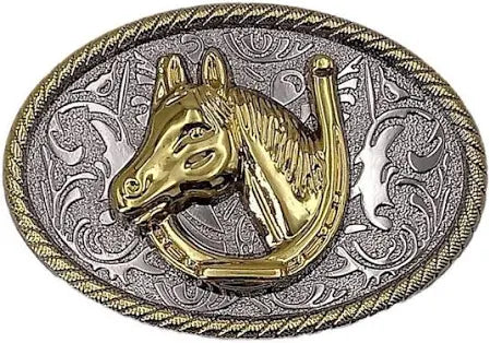 YOUTH HORSE IN HORSESHOE BUCKLE