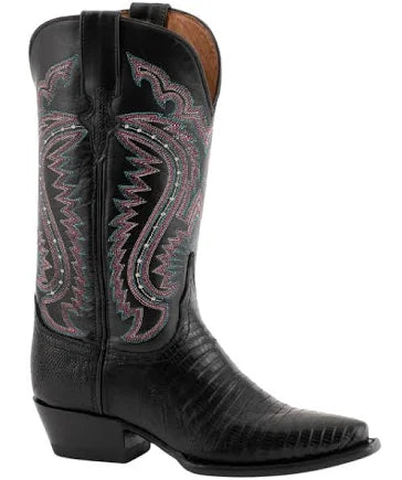 Ferrini Ladies Teju Lizard S-Toe Black