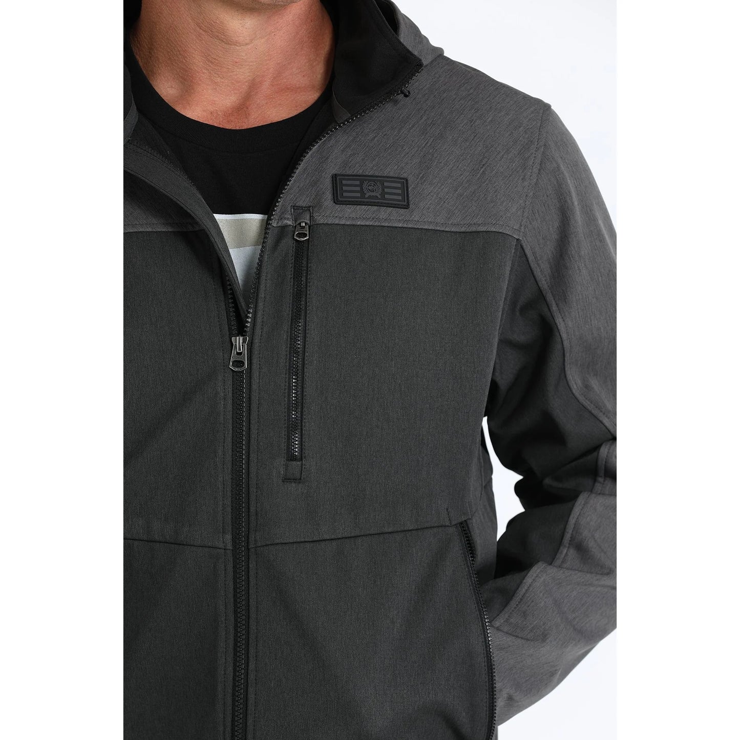Cinch Men's Black & Charcoal Grey Hooded Softshell Jacket