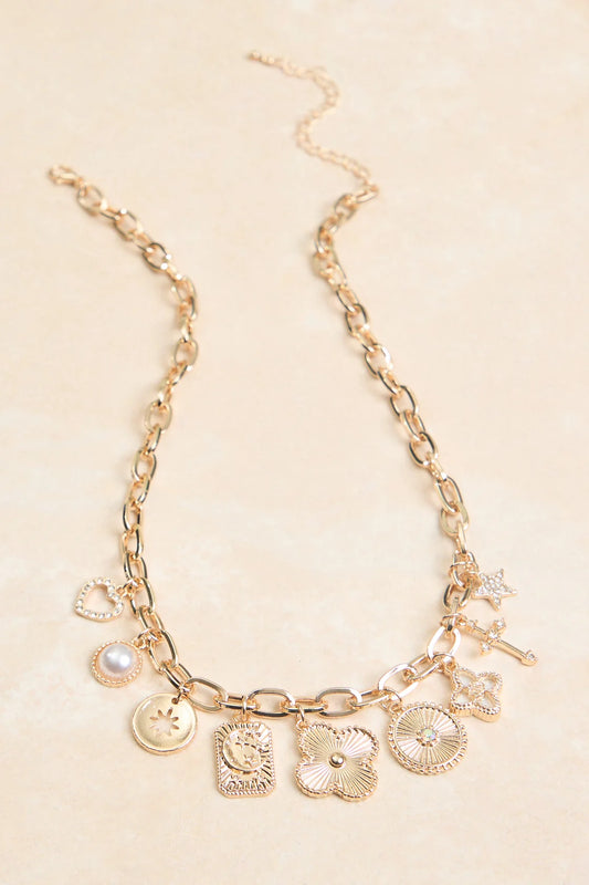 LARGE CHARM GOLD NECKLACE