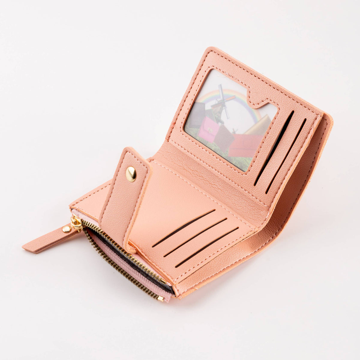 Hana - Compact Diamond-Stitched Pattern ID Window Wallet