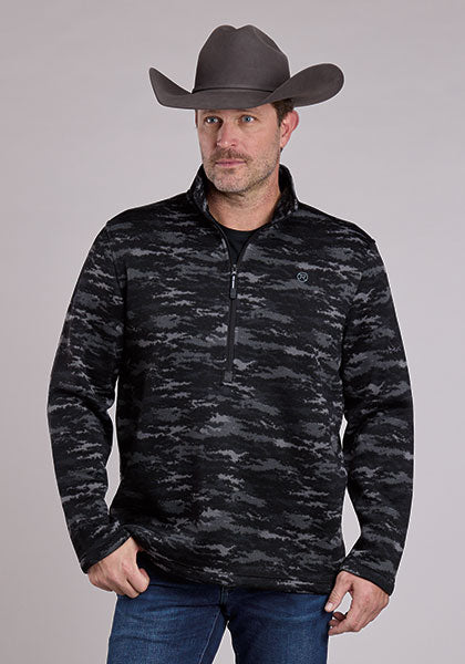 MENS SWEATER   SWEATER BONDED FLEECE CAMO SWEATER KNIT PULLOVER,