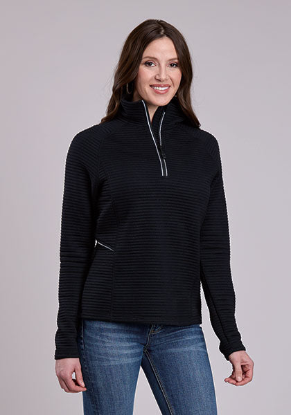 Roper Women's Black Ribbed 1/4 Zip Pullover - 03-098-0638-6185