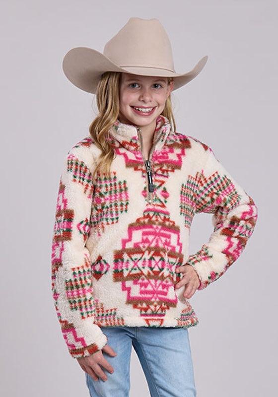 Roper Pink Polar Fleece 1/4 Zip Girl’s Pullover Jacket