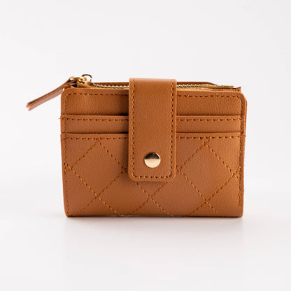 Hana - Compact Diamond-Stitched Pattern ID Window Wallet