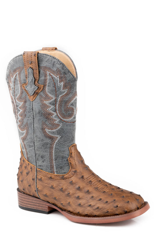 ROPER - BIG BOYS BROWN OSTRICH VAMP
