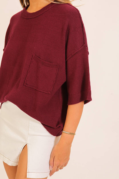 TIMING - Short Sleeve Pocket Knit Sweater