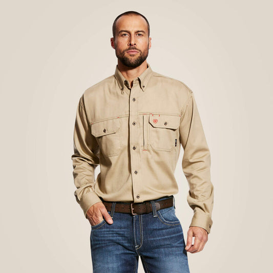 FR Solid Vent Work Shirt - Khaki - 10025402