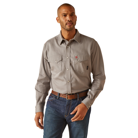 FR  Solid  Classic Fit Snap Work Shirt - Silver Fox - 10048446