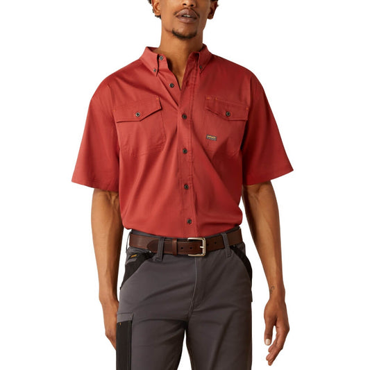 MNS Rebar Made Tough VentTEK DuraStretch Work Shirt FIREBRICK RED -10059248