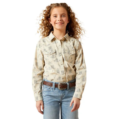 Ariat Youth Girl's Mila Deserted Print Snap Button Shirt