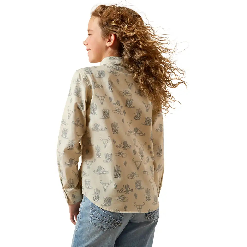 Ariat Youth Girl's Mila Deserted Print Snap Button Shirt