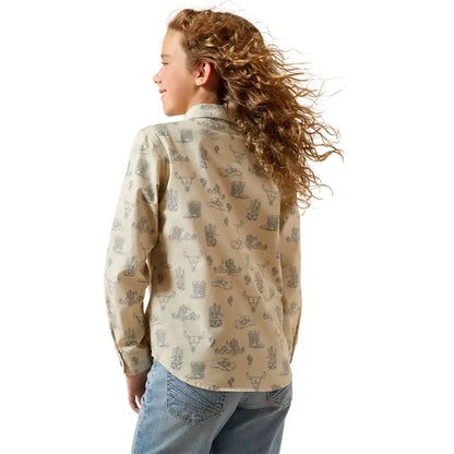 Ariat Youth Girl's Mila Deserted Print Snap Button Shirt