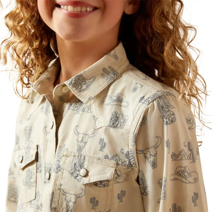 Ariat Youth Girl's Mila Deserted Print Snap Button Shirt