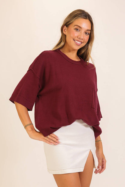 TIMING - Short Sleeve Pocket Knit Sweater