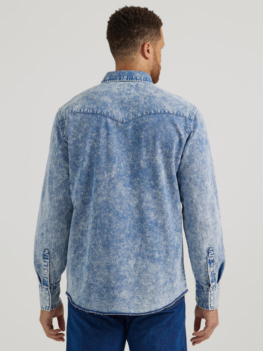 WRANGLER MENS ACID WASH VINTAGE DENIM LS