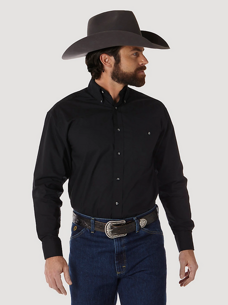 Wrangler® George Strait Solid Long Sleeve Shirt - Relaxed Fit (10MGS269X)