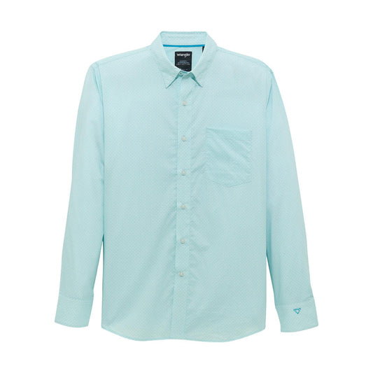 MEN'S Wrangler® X Cody Johnson Long Sleeve Shirt - Classic Fit - Aqua/White