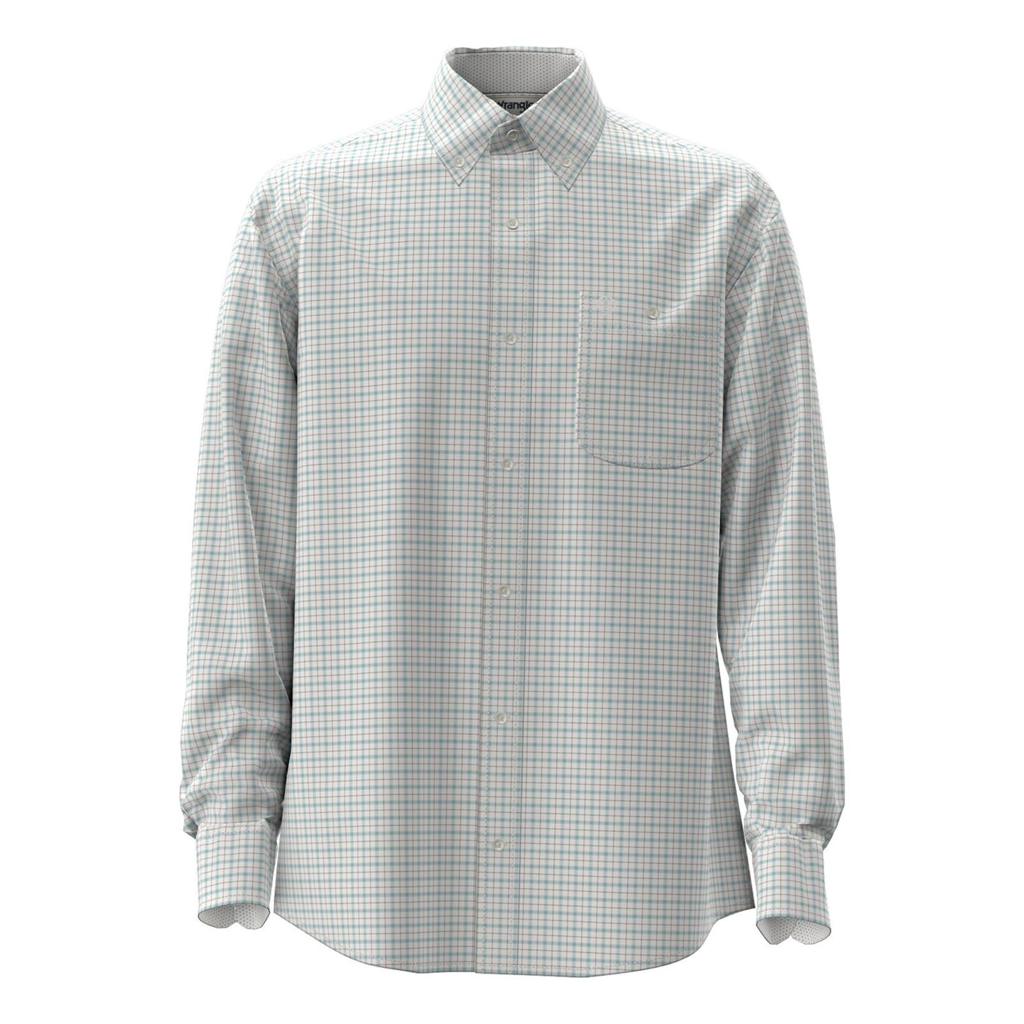 Wrangler® George Strait Collection One Pocket Long Sleeve Shirt - White/Nile Blue