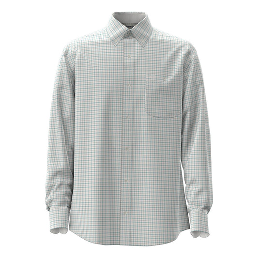 Wrangler® George Strait Collection One Pocket Long Sleeve Shirt - White/Nile Blue