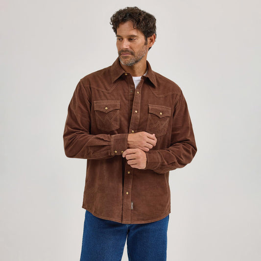 Wrangler Retro® Premium Long Sleeve Shirt - Modern Fit - Brown