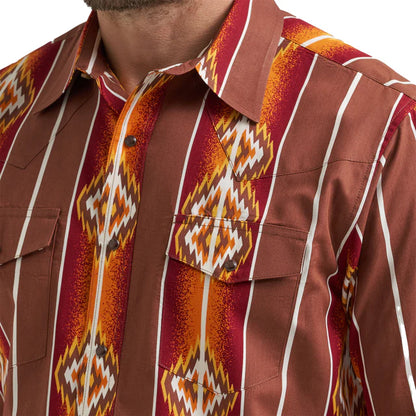 Wrangler Men's Checotah Southwestern Print Long Sleeve Snap Western Shirt