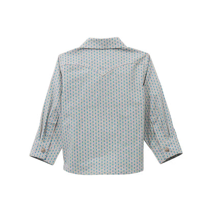 WRANGLER BABY BOY GREY BLUE PRINT - KIDS BOYS SHIRT