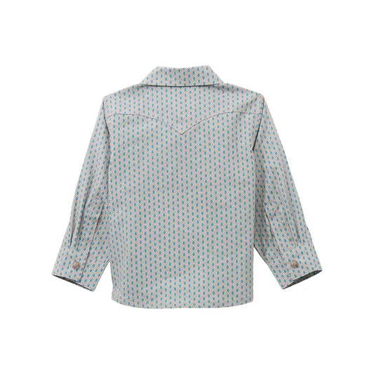 WRANGLER BABY BOY GREY BLUE PRINT - KIDS BOYS SHIRT