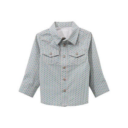 WRANGLER BABY BOY GREY BLUE PRINT - KIDS BOYS SHIRT