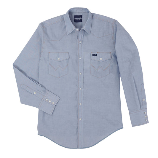 Wrangler® Western Chambray Long Sleeve Workshirt - Classic Fit - Chambray